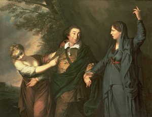 悲劇のミューズとコメディの間にあるデイヴィッドギャリック（1717-79）1760-61 作： Joshua Reynolds